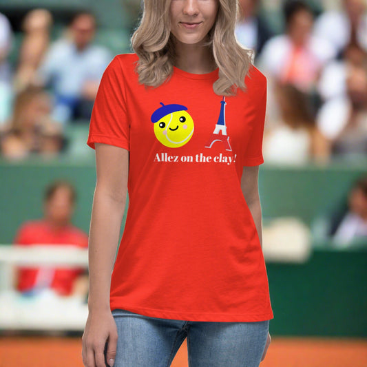 "Allez on the Clay" Women's T-Shirt (White Text)
