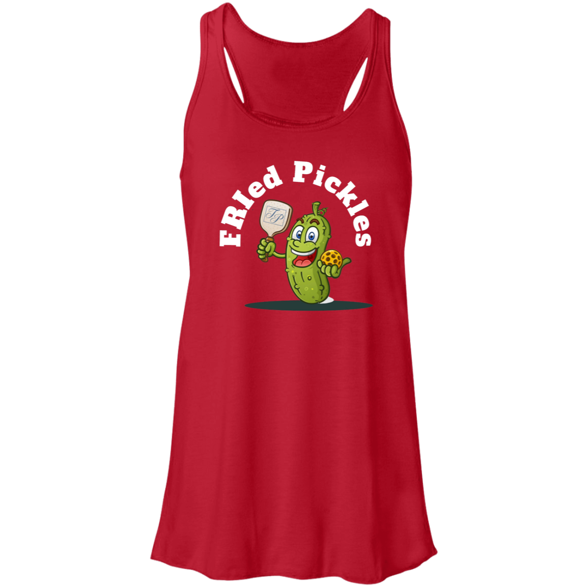 FRIed Pickles Travis Pointe Flowy Raceback Tank - white text