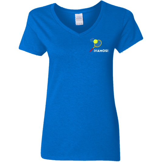 ¡Vamos! Ladies V-Neck T-Shirt (Let's Go in Spanish)