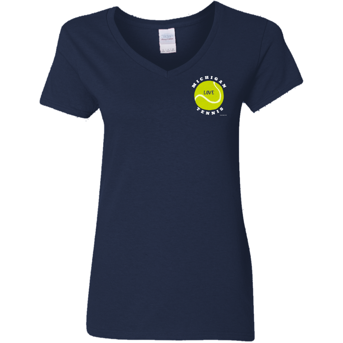 Michigan Tennis Love - Cotton V-Neck - Small Ball