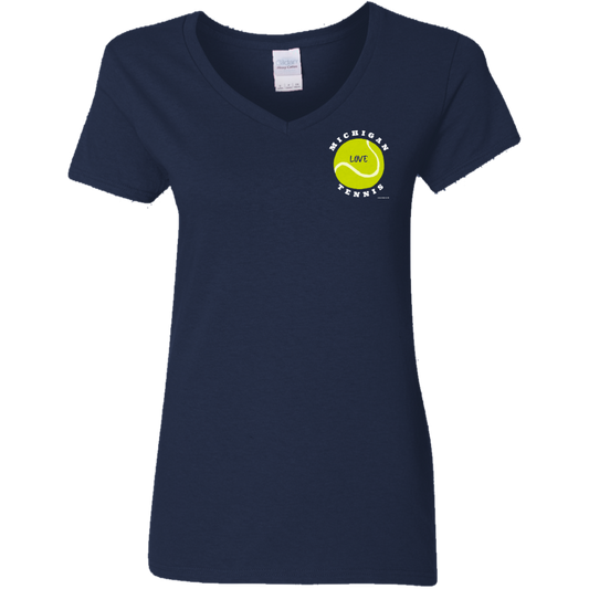 Michigan Tennis Love - Cotton V-Neck - Small Ball