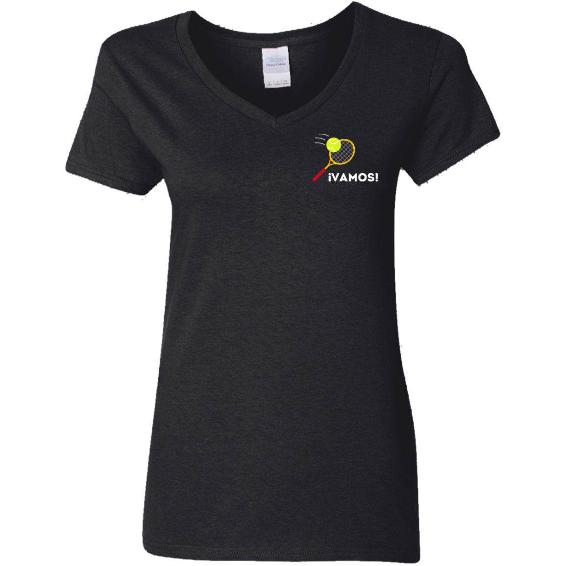 ¡Vamos! Ladies V-Neck T-Shirt (Let's Go in Spanish)