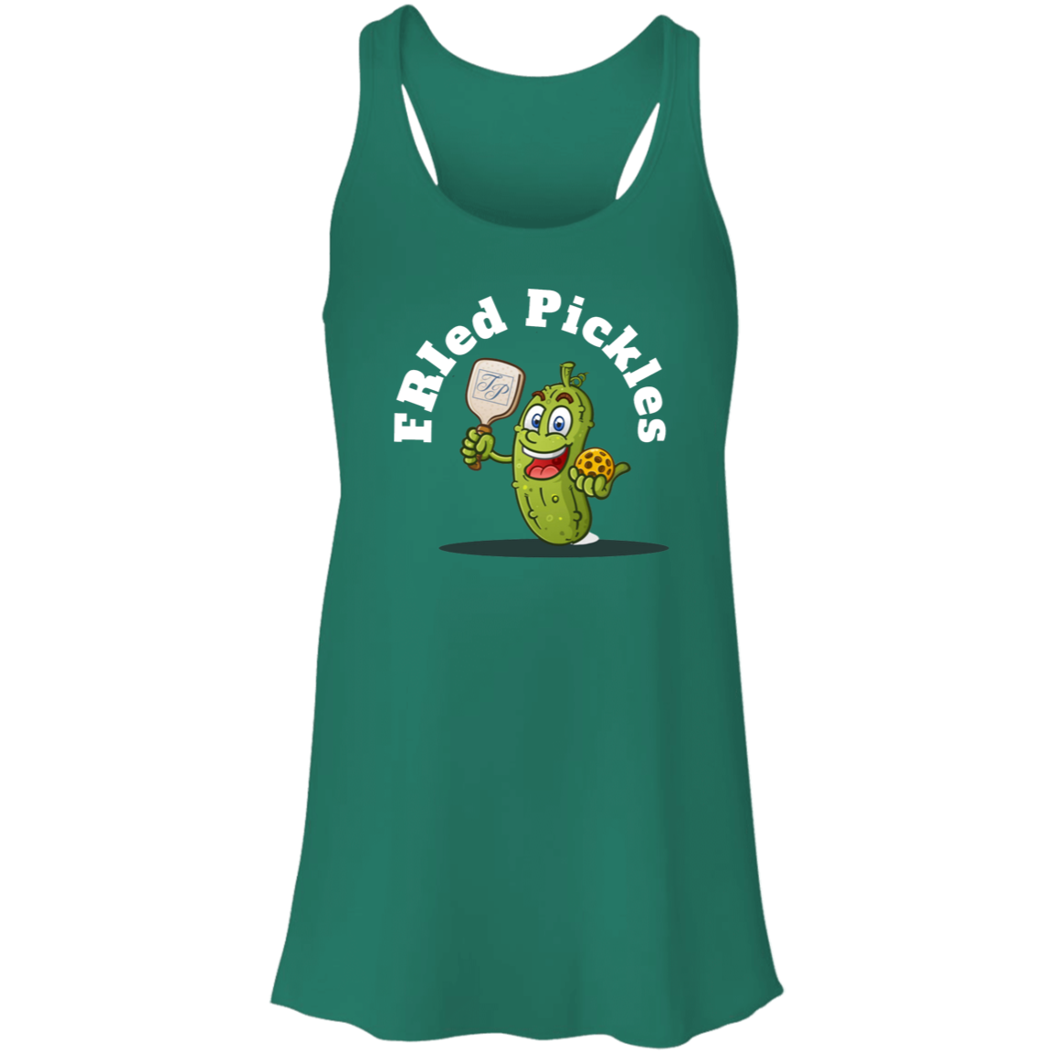 FRIed Pickles Travis Pointe Flowy Raceback Tank - white text