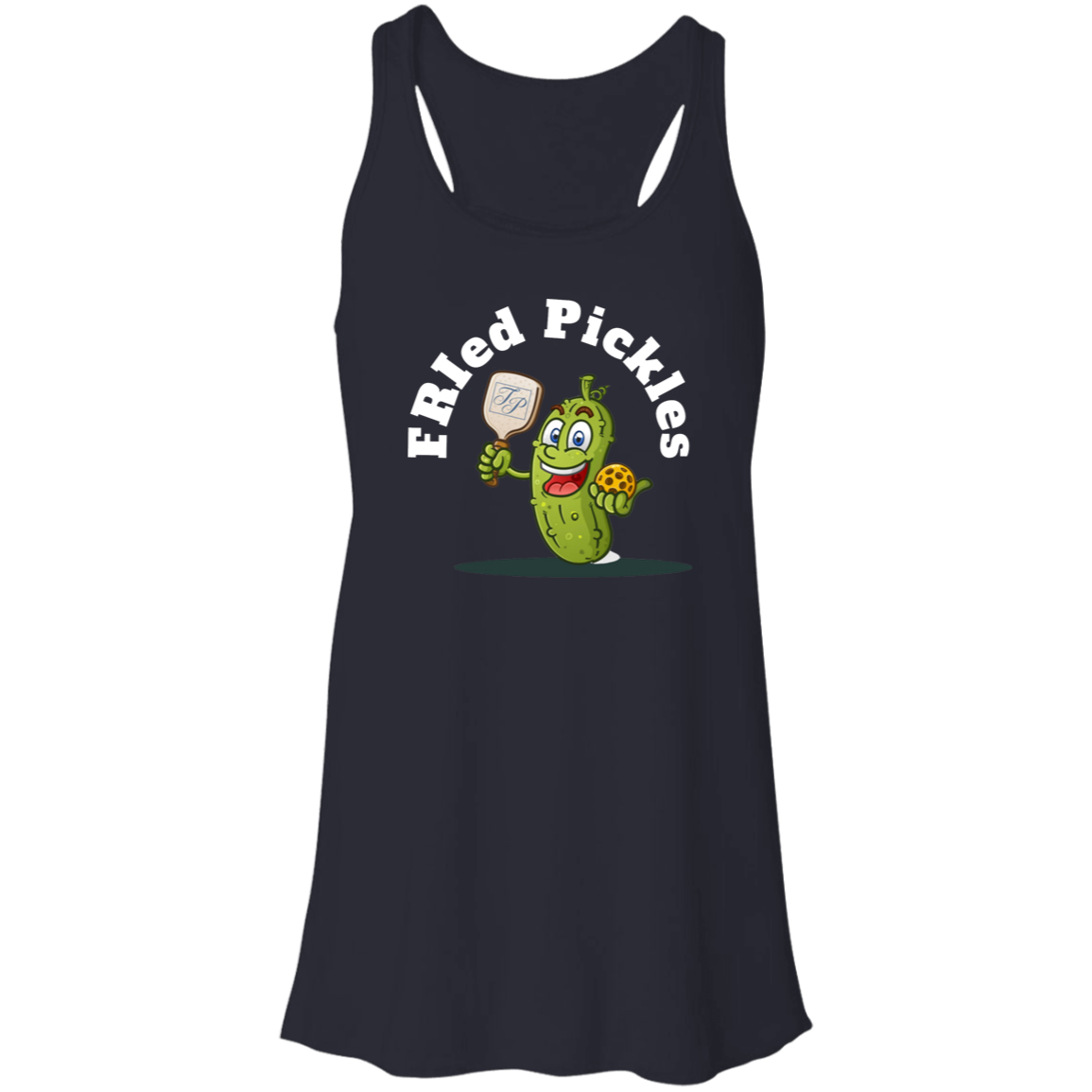 FRIed Pickles Travis Pointe Flowy Raceback Tank - white text