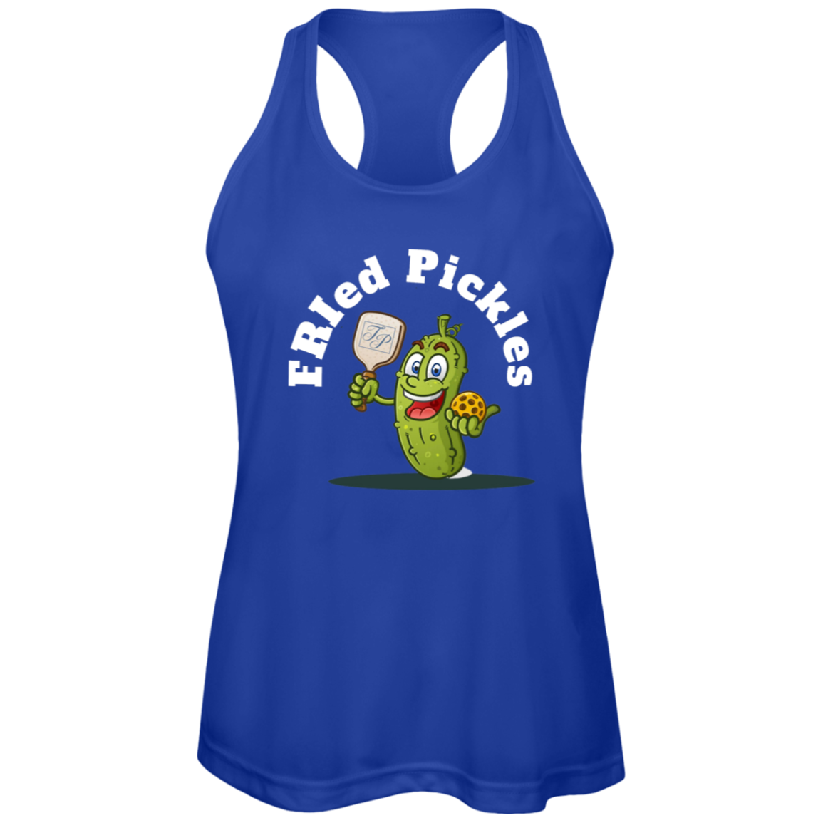 FRIed Pickles Travis Pointe Racerback Performance Tank - white text