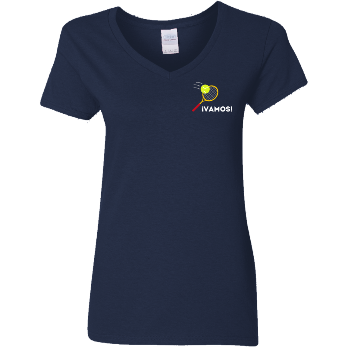 ¡Vamos! Ladies V-Neck T-Shirt (Let's Go in Spanish)