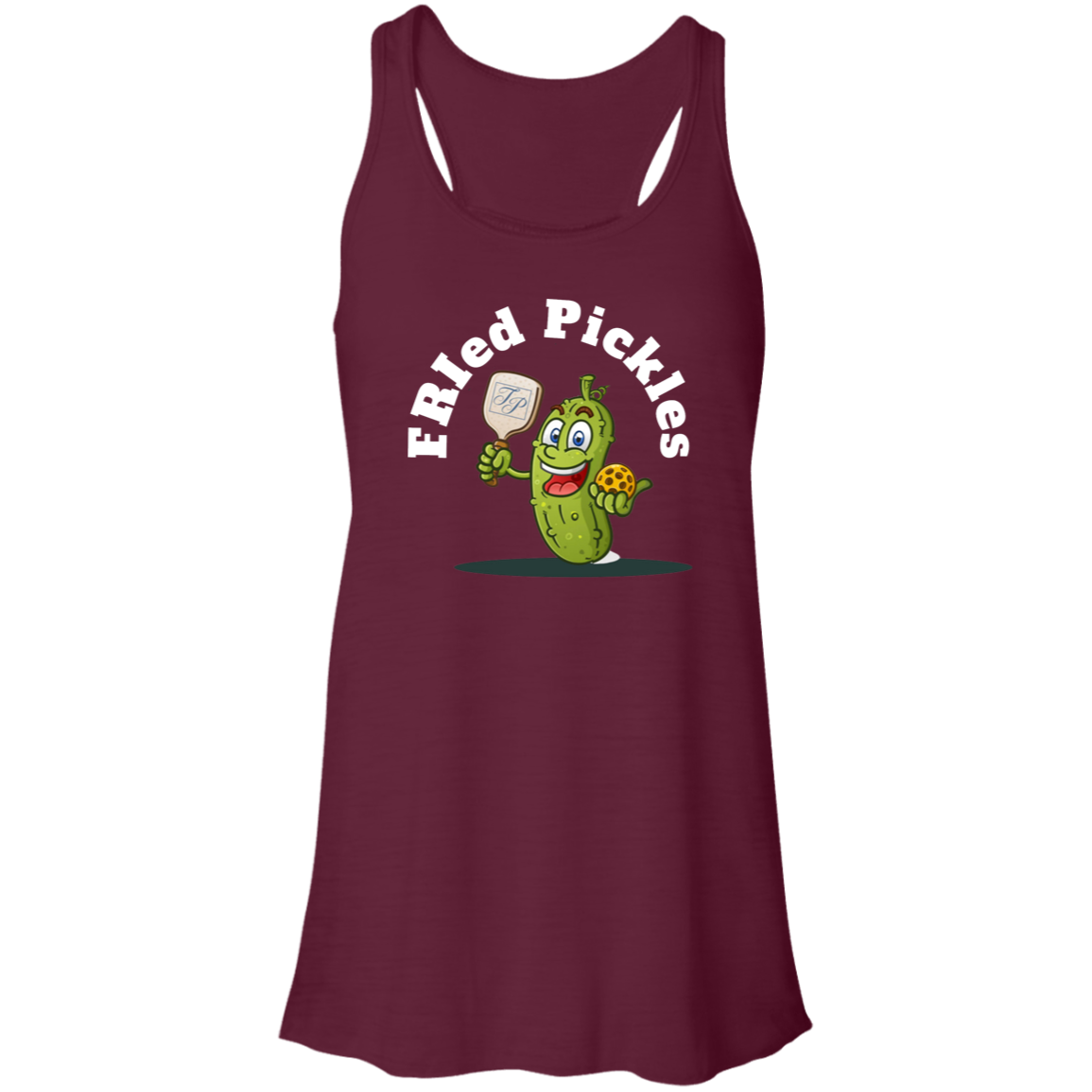 FRIed Pickles Travis Pointe Flowy Raceback Tank - white text