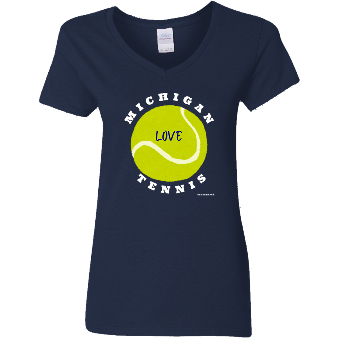 Michigan Tennis Love - Cotton V-Neck