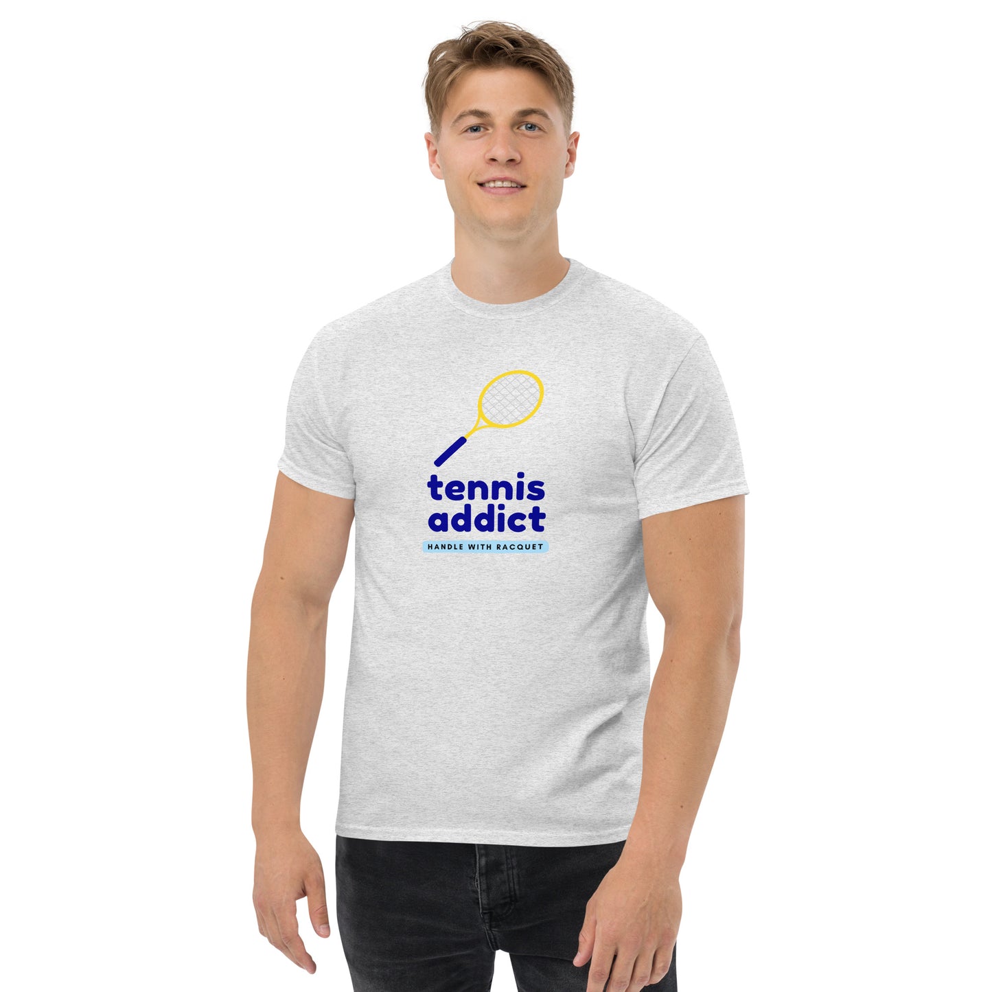 "Tennis Addict: Handle with Racquet" Men's Tee