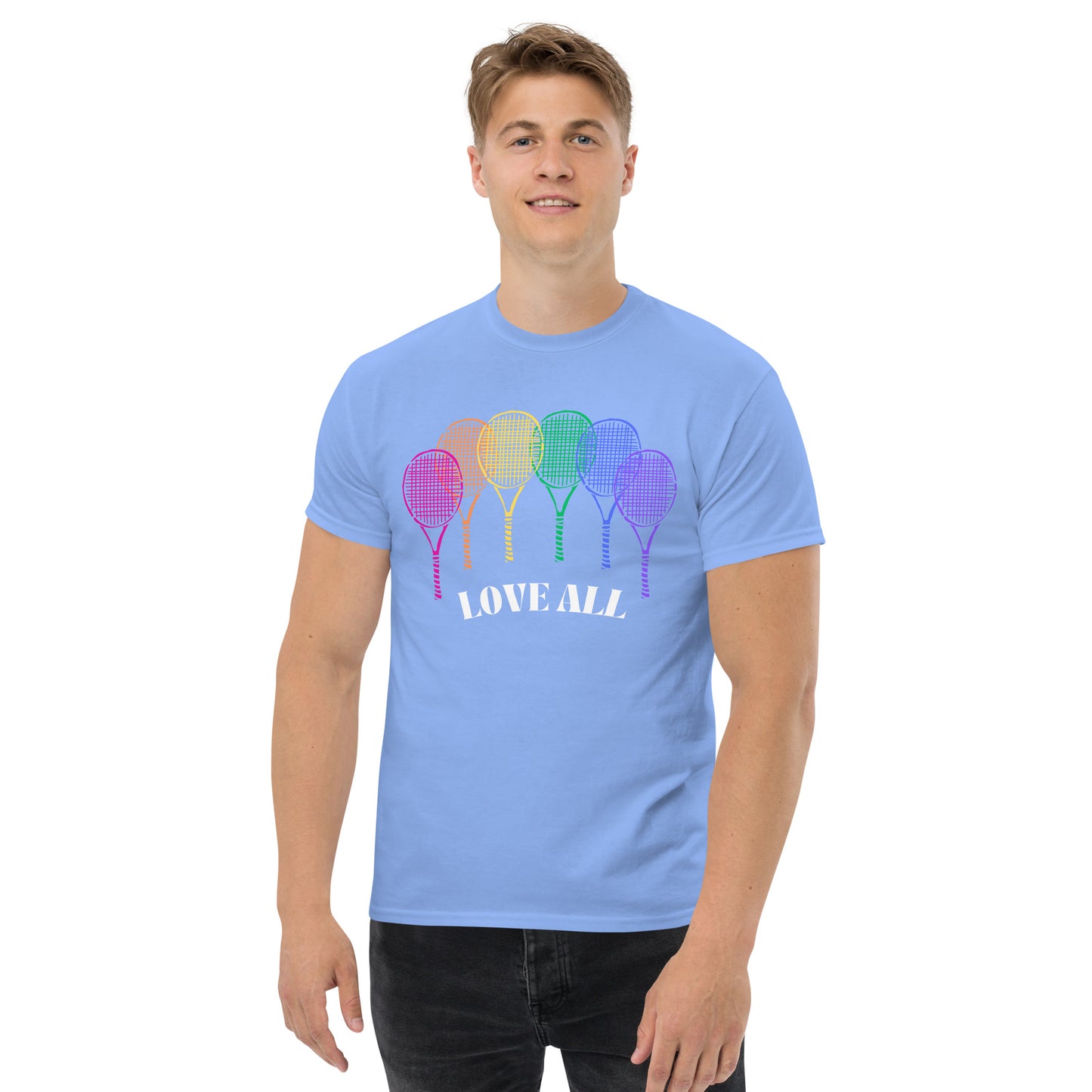 Camiseta clásica Love All Rainbow Racquets para hombre