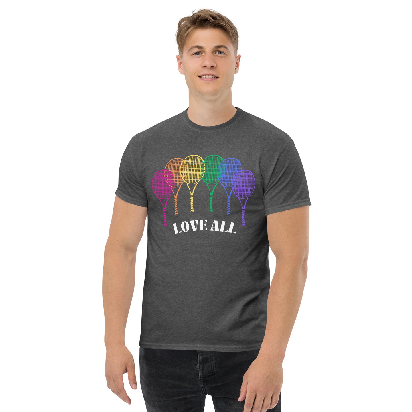 T-shirt classique pour hommes Love All Rainbow Racquets