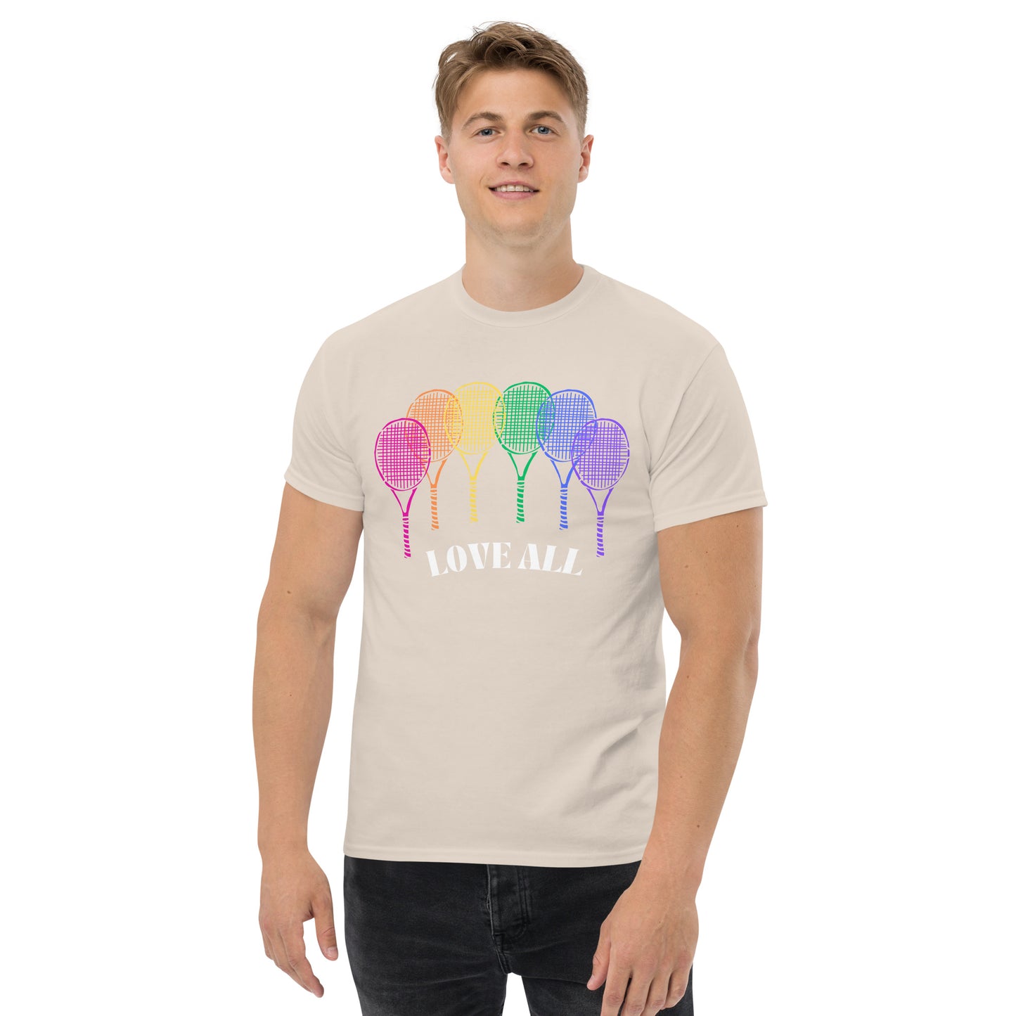 T-shirt classique pour hommes Love All Rainbow Racquets