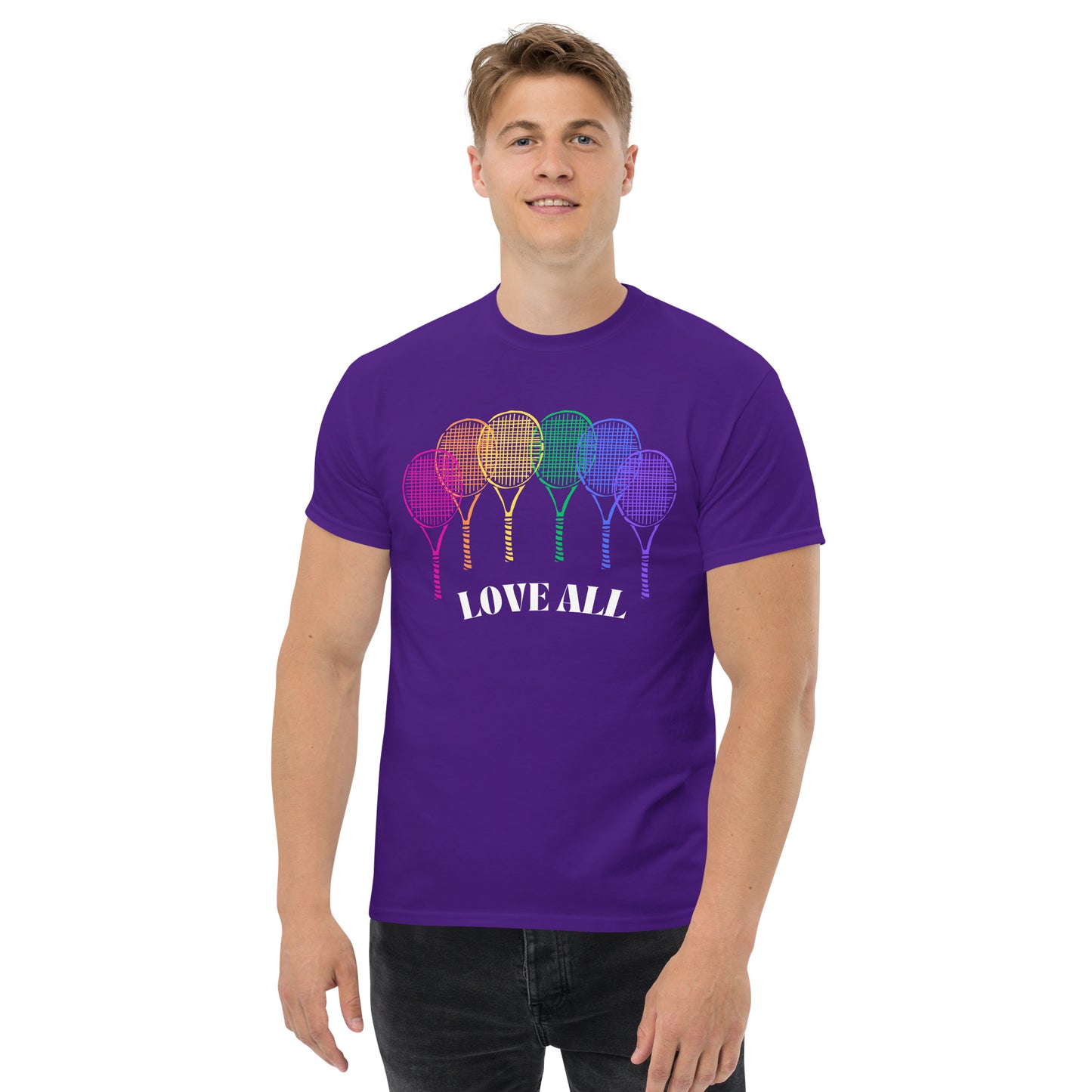 Camiseta clásica Love All Rainbow Racquets para hombre