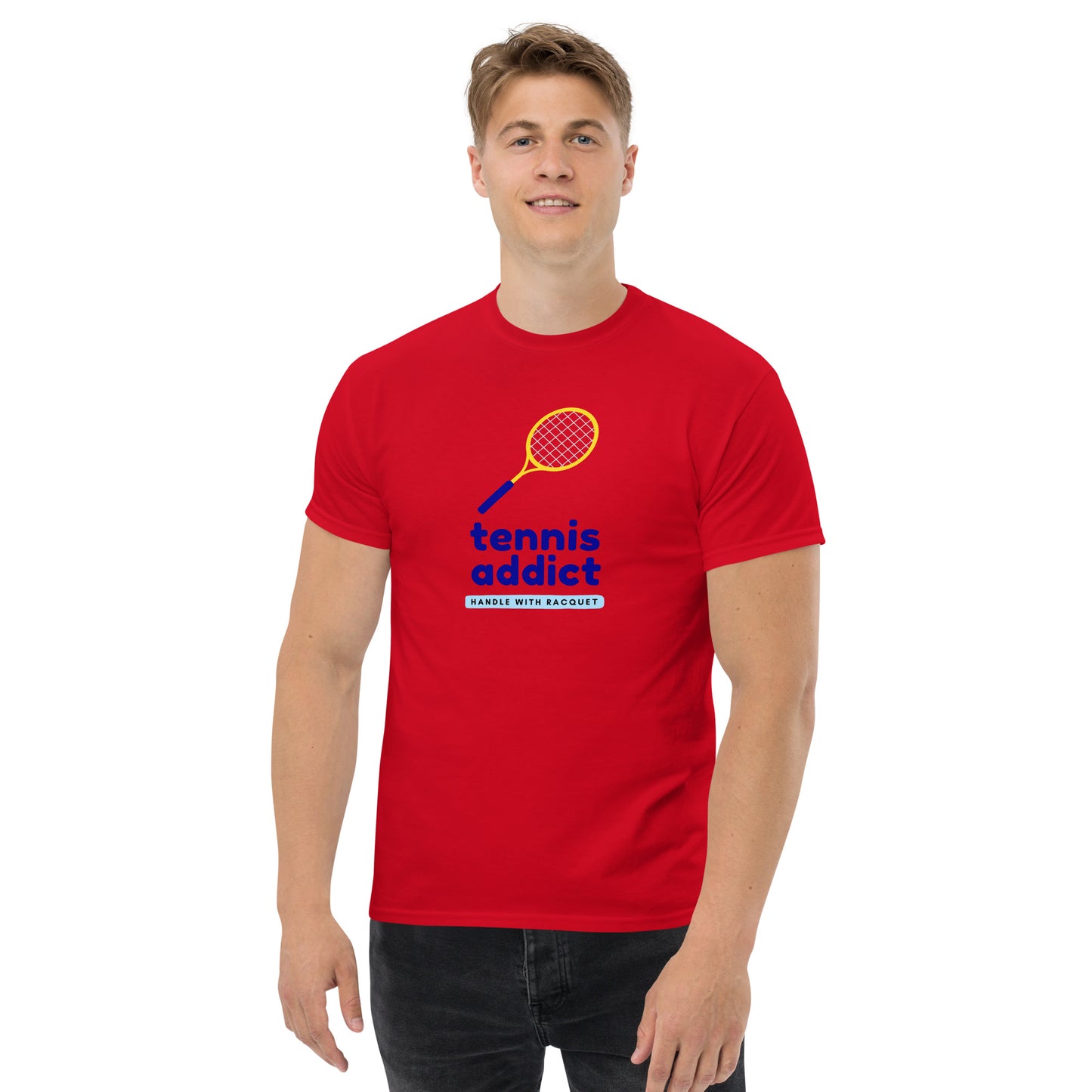 "Tennis Addict: Handle with Racquet" Men's Tee