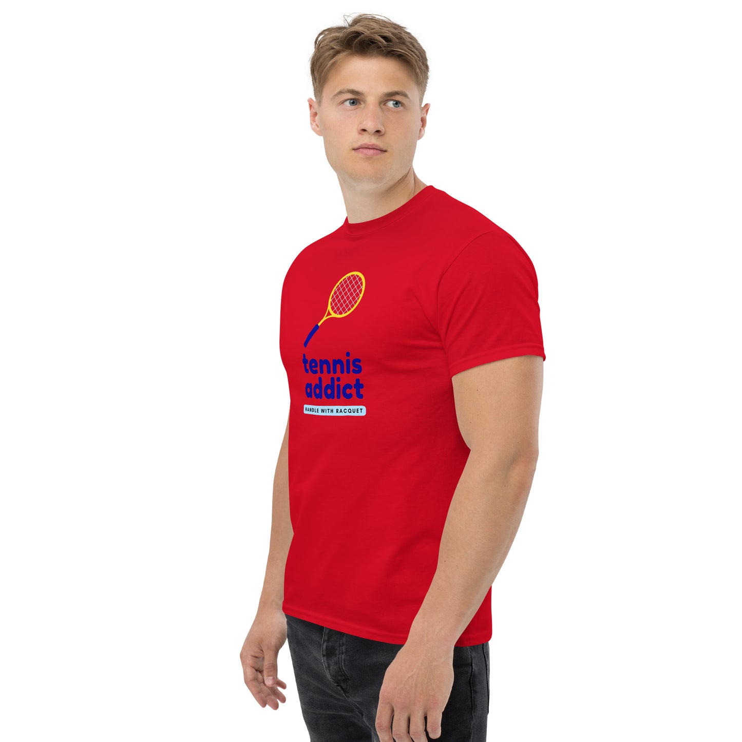 "Tennis Addict: Handle with Racquet" Men's Tee