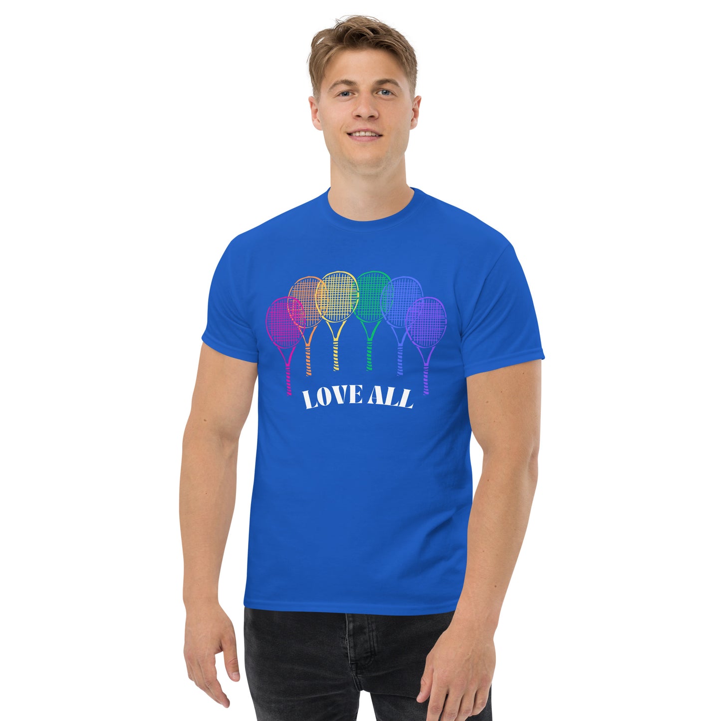 T-shirt classique pour hommes Love All Rainbow Racquets