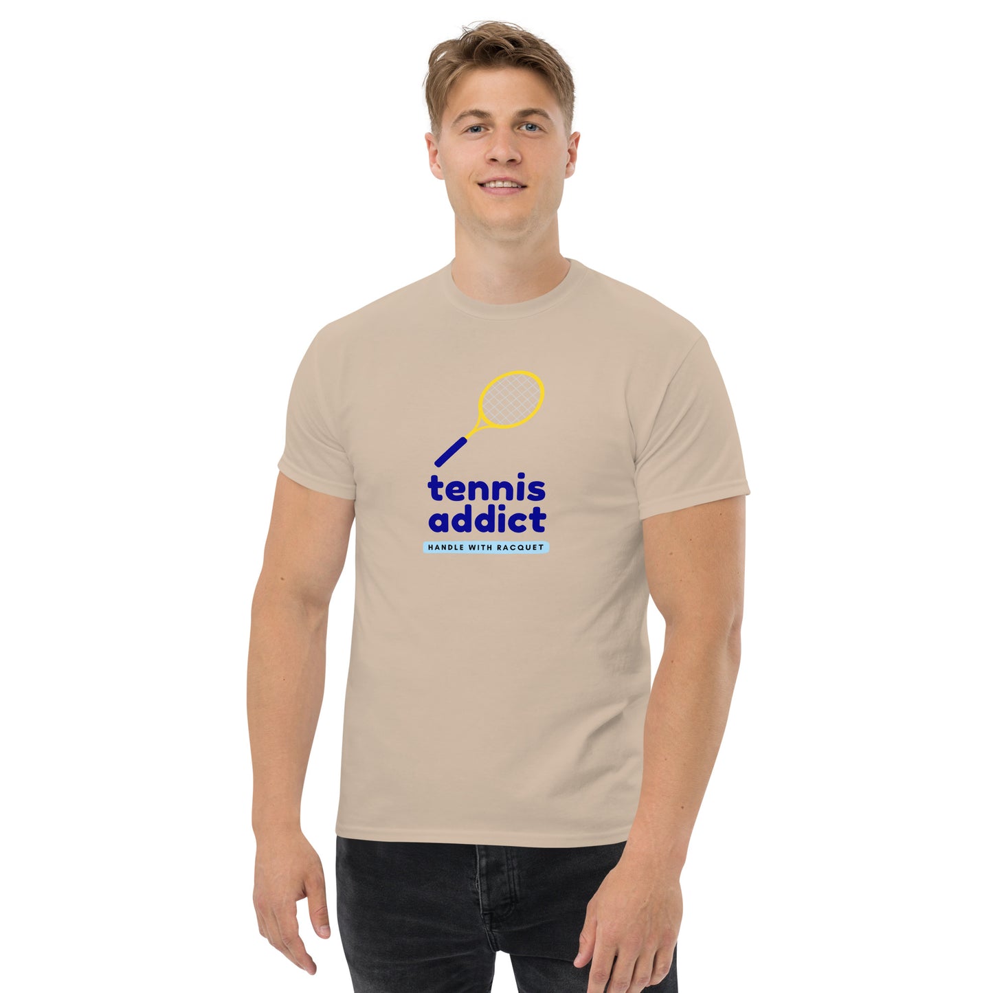 "Tennis Addict: Handle with Racquet" Men's Tee