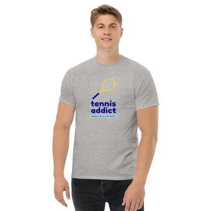 "Tennis Addict: Handle with Racquet" Men's Tee