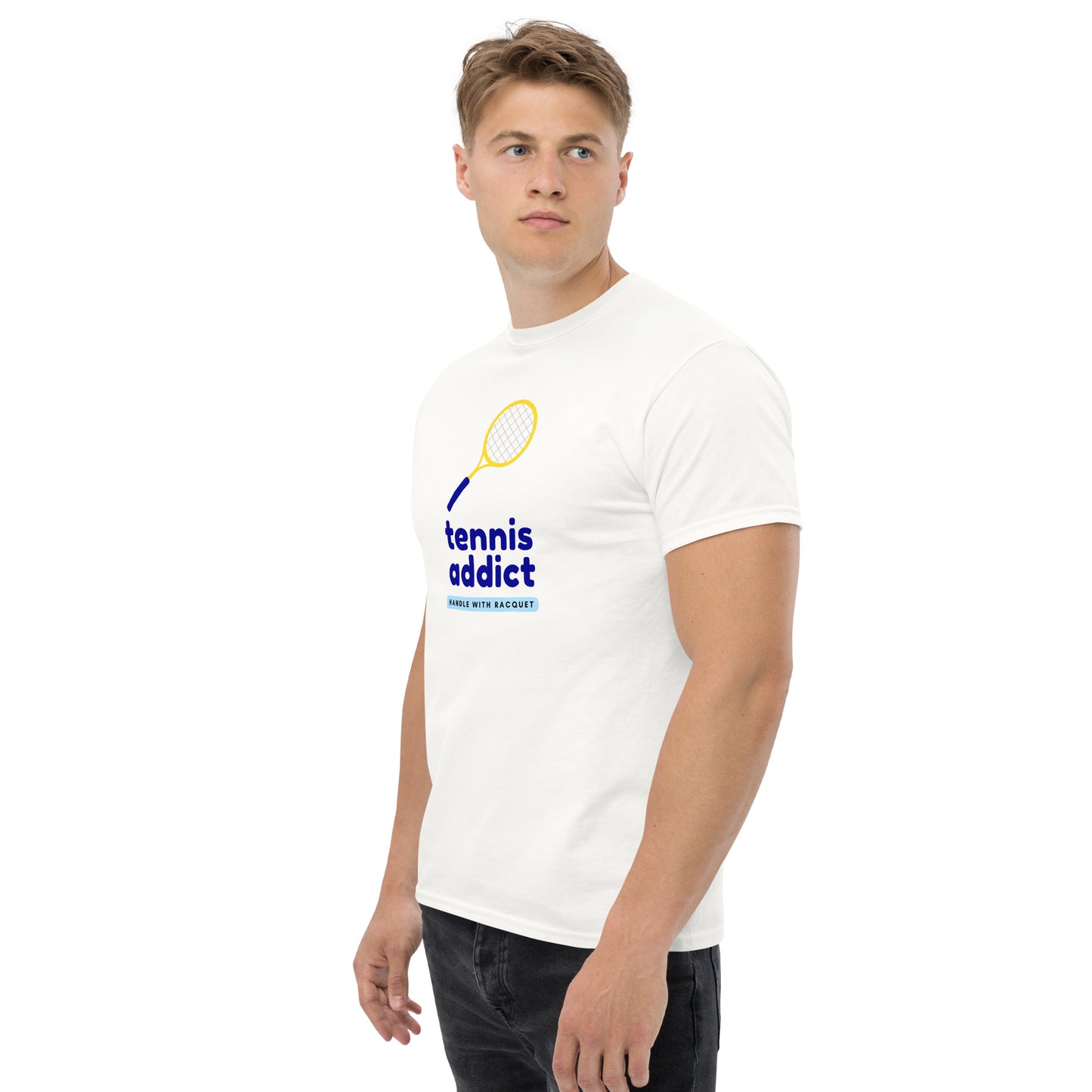 "Tennis Addict: Handle with Racquet" Men's Tee