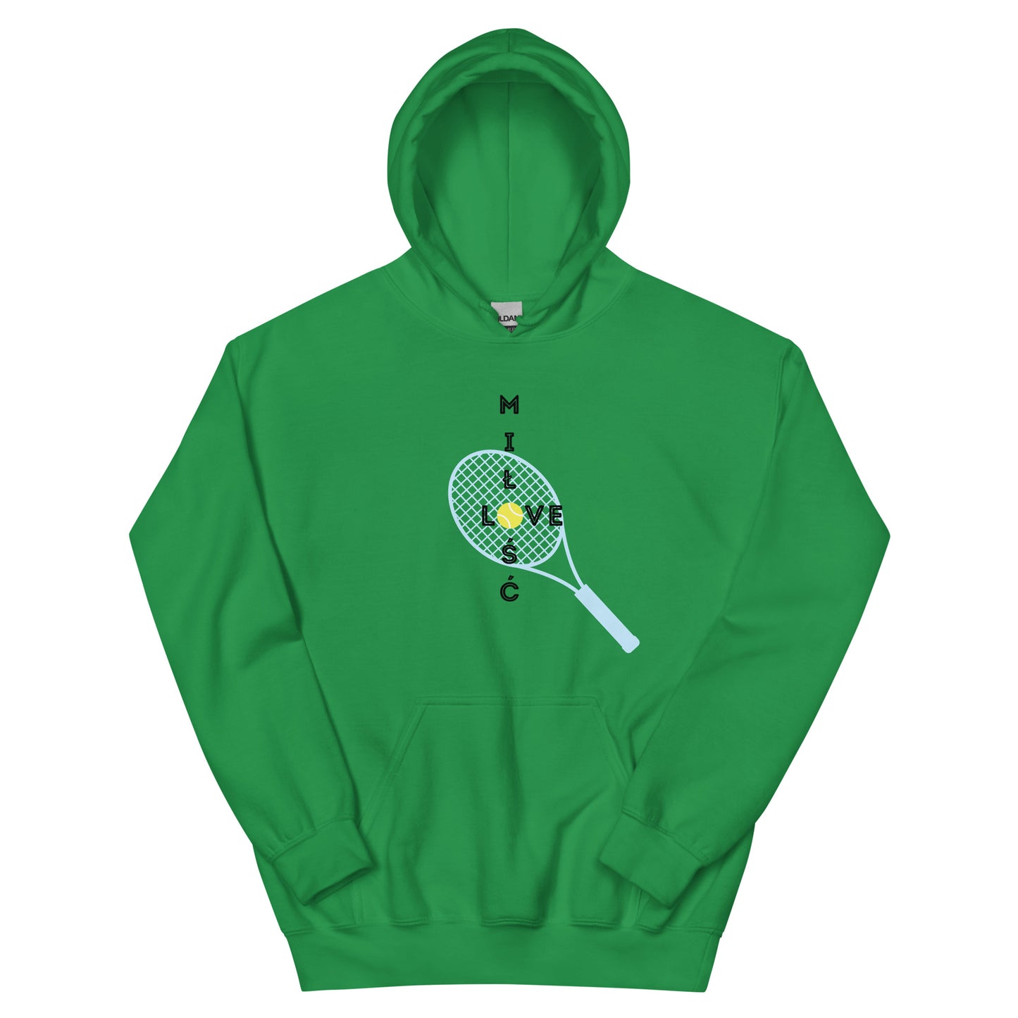 "Love - Miłość" Unisex Hoodie (Single Racquet Design)