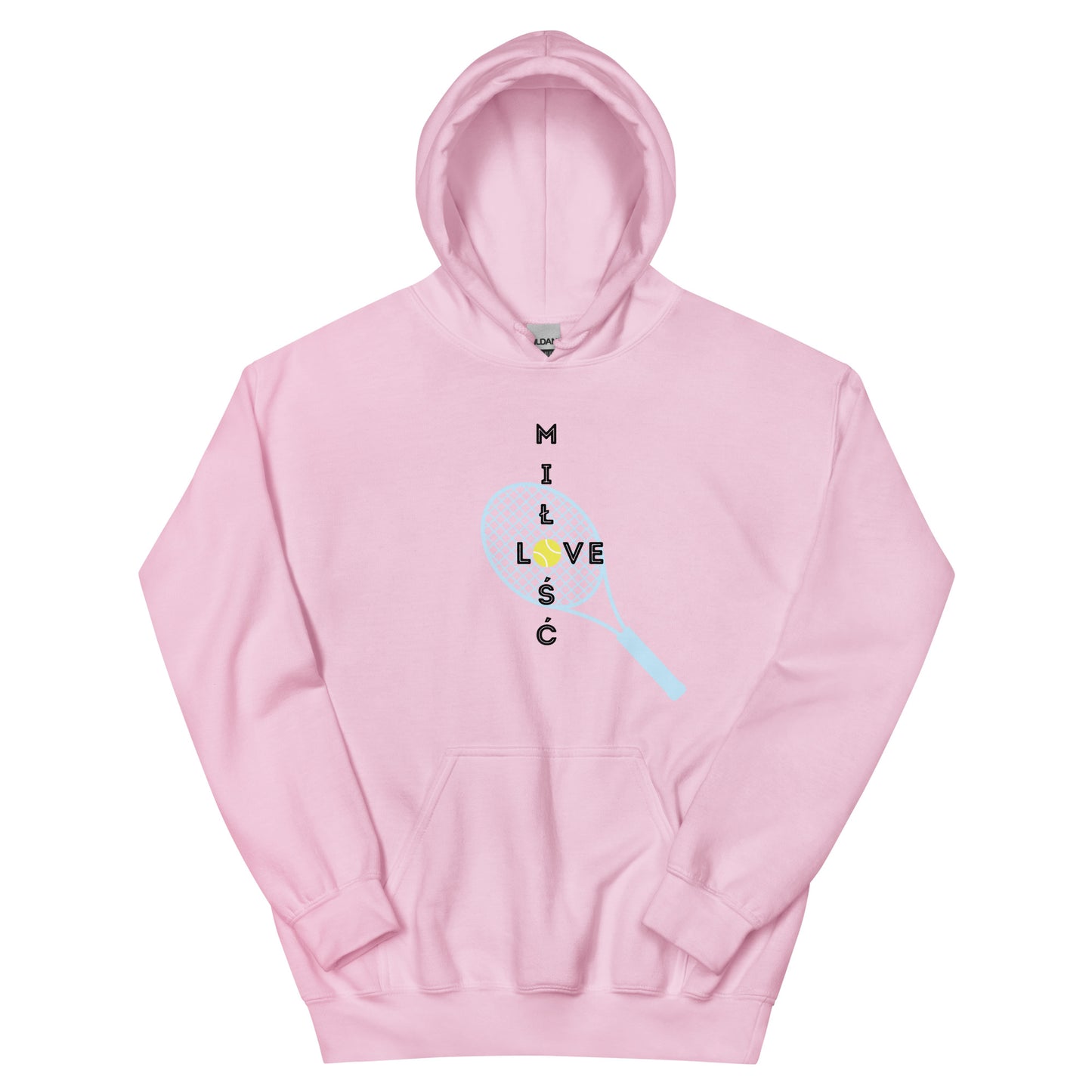 "Love - Miłość" Unisex Hoodie (Single Racquet Design)