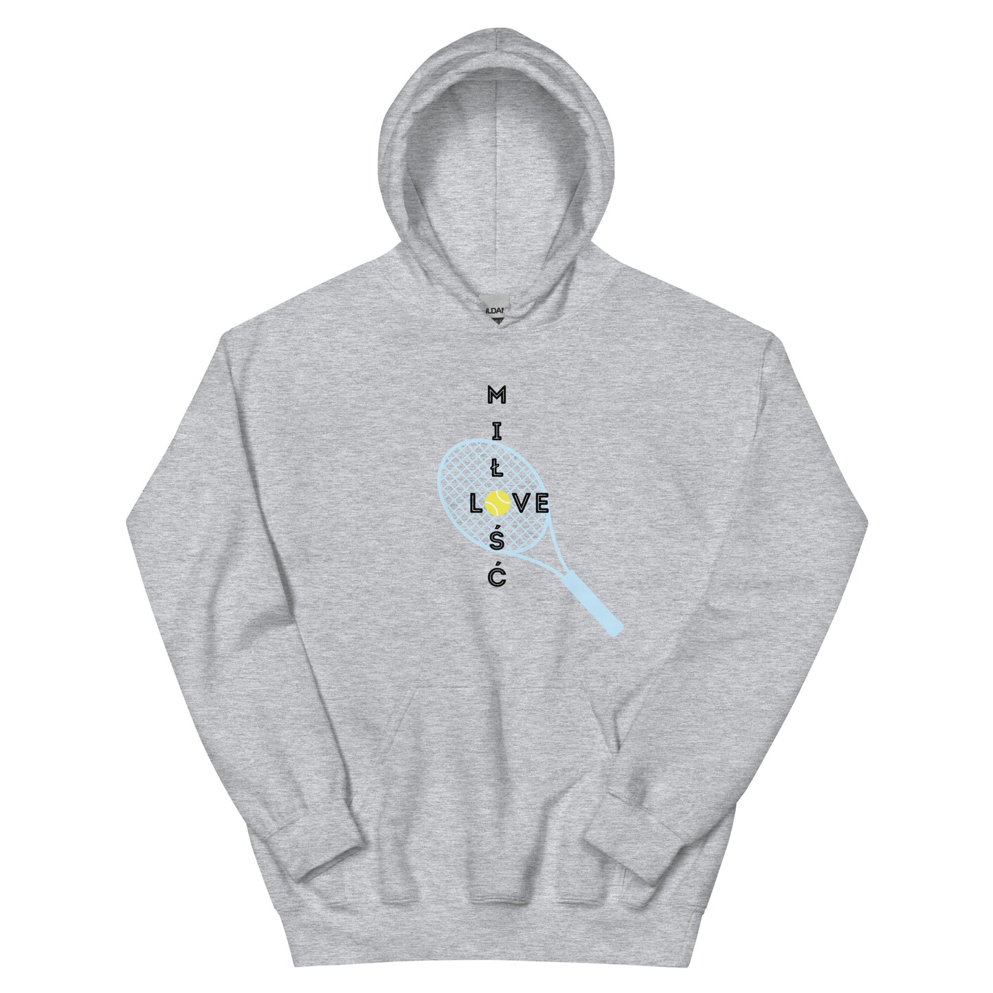 "Love - Miłość" Unisex Hoodie (Single Racquet Design)