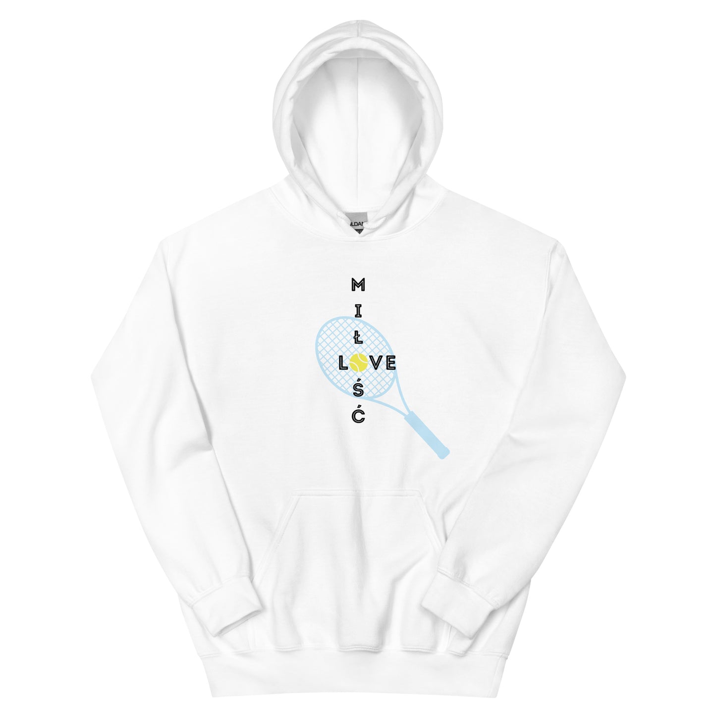 "Love - Miłość" Unisex Hoodie (Single Racquet Design)