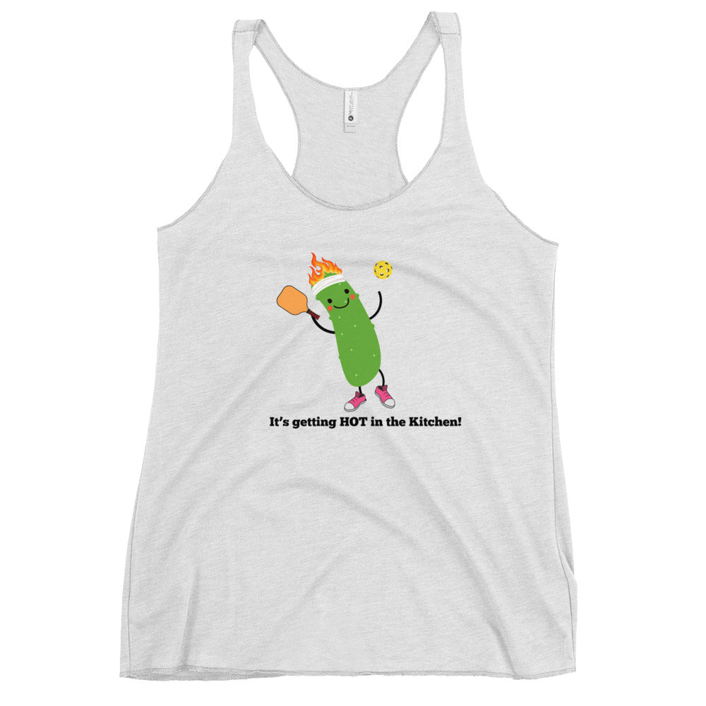 Pickleball "Se está poniendo caliente en la cocina" Tanque Racerback para mujer