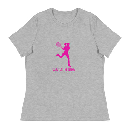 T-shirt Femme "Venez pour le tennis, restez pour le vin"