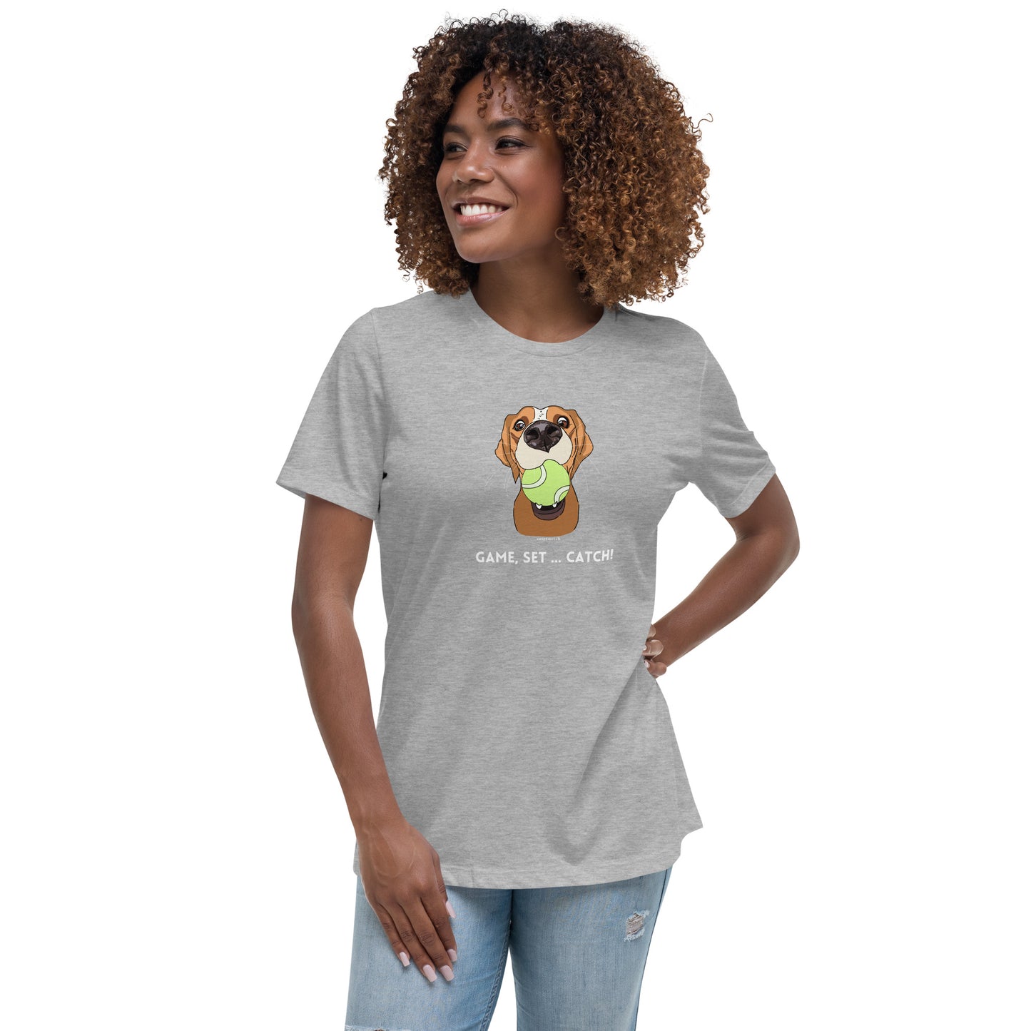 "Game Set Catch" Tennis Dog Women's T-Shirt