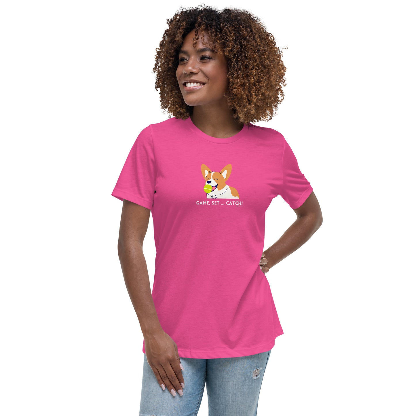 Corgi "Game, Set, Catch" Women's Relaxed T-Shirt