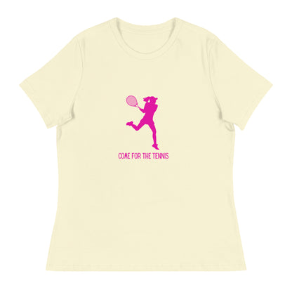 T-shirt Femme "Venez pour le tennis, restez pour le vin"