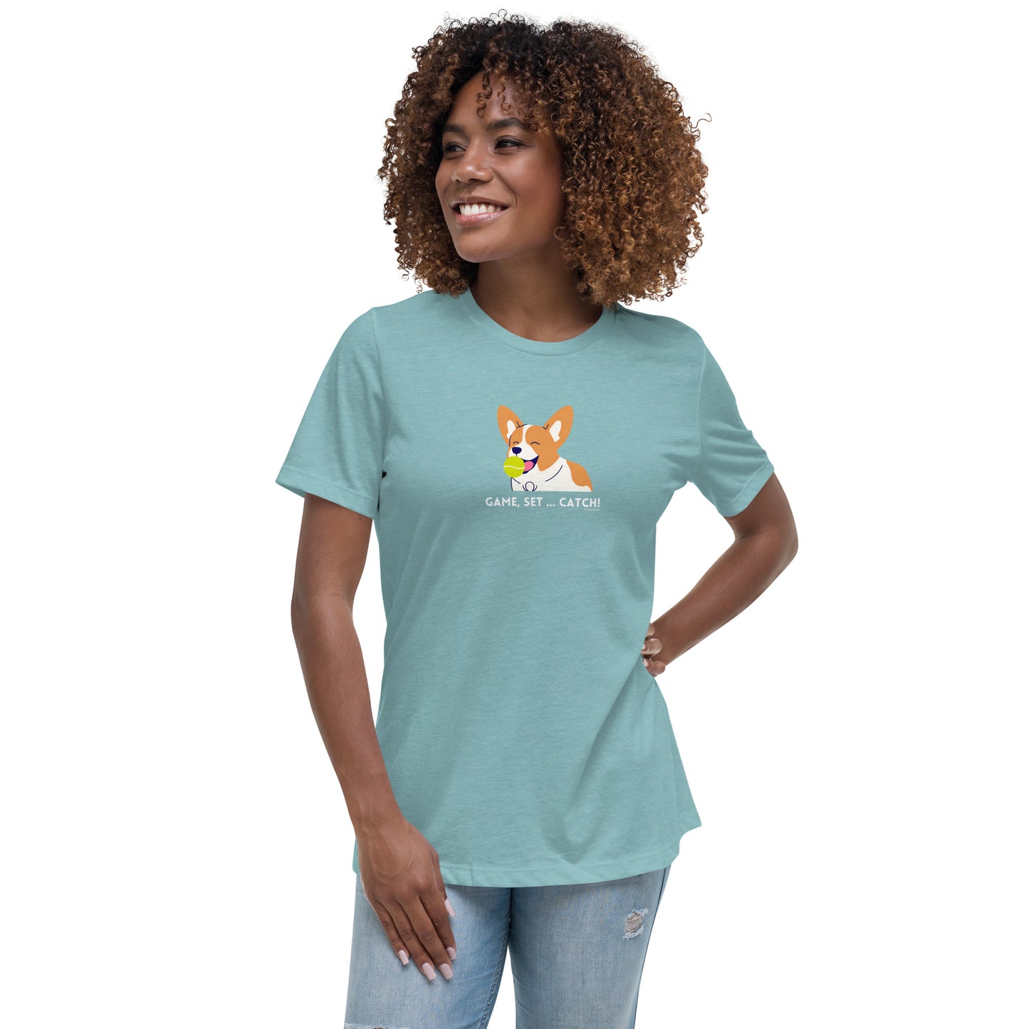 Corgi "Game, Set, Catch" Women's Relaxed T-Shirt