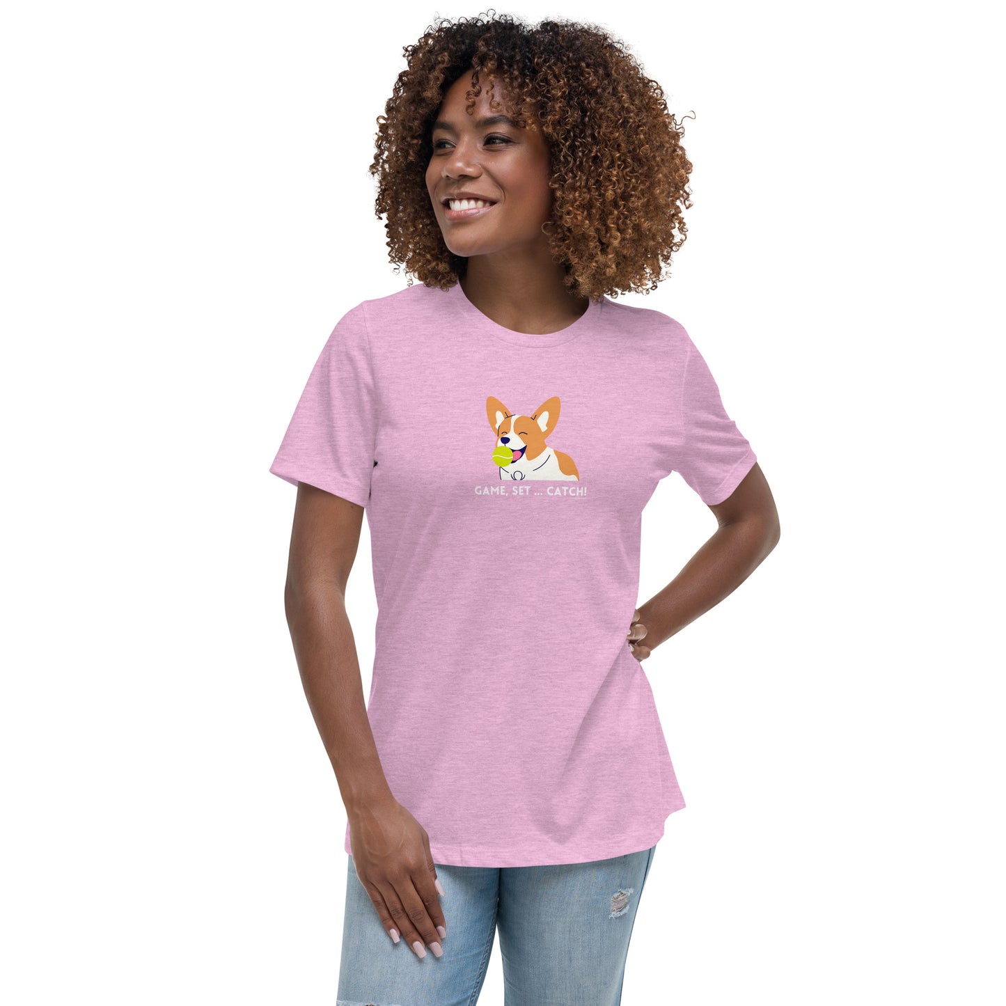 Corgi "Game, Set, Catch" Women's Relaxed T-Shirt