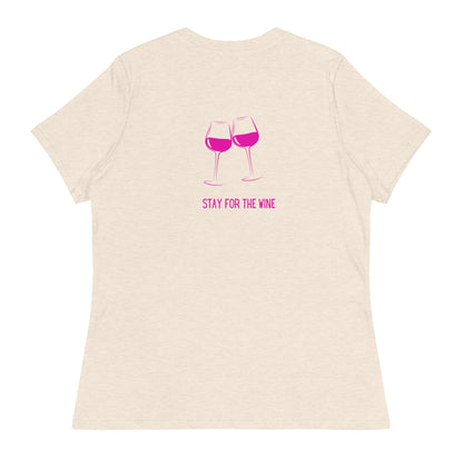 Camiseta mujer "Ven por el tenis, quédate por el vino"