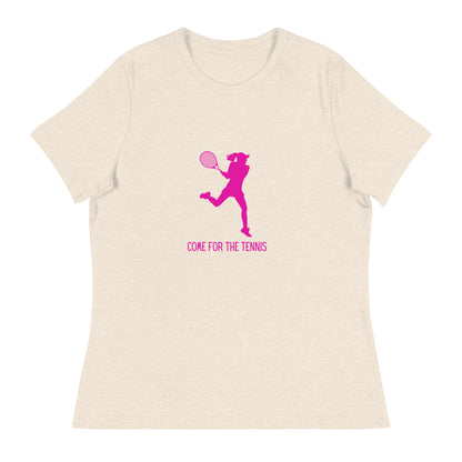 T-shirt Femme "Venez pour le tennis, restez pour le vin"