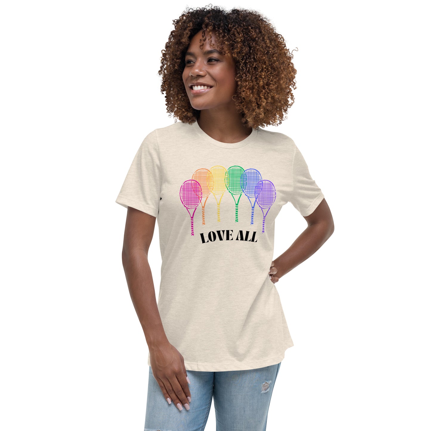 T-shirt Love All Rainbow Racquets pour femmes