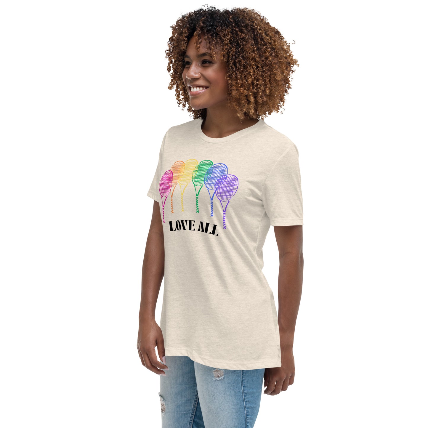 T-shirt Love All Rainbow Racquets pour femmes