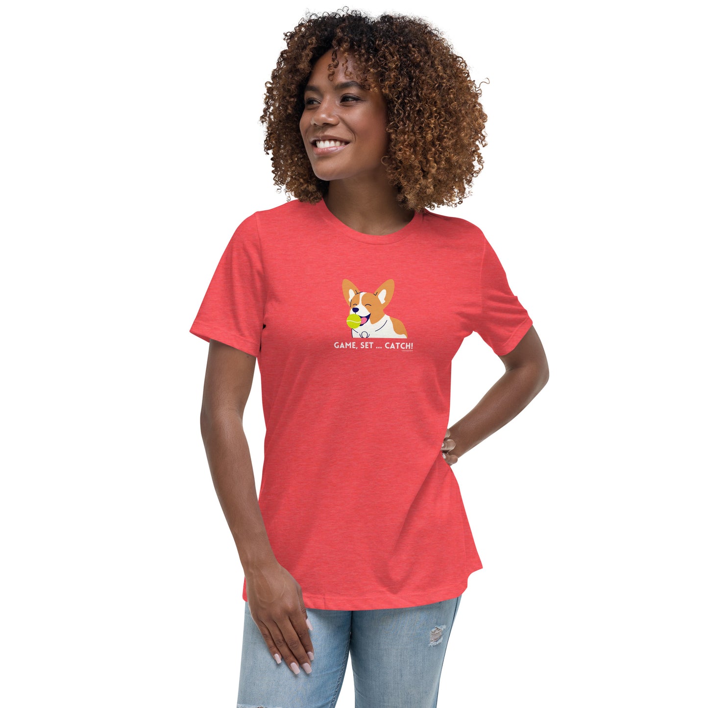 Corgi "Game, Set, Catch" Women's Relaxed T-Shirt