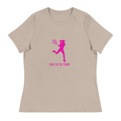 Camiseta mujer "Ven por el tenis, quédate por el vino"