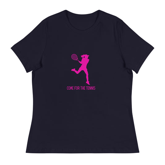 T-shirt Femme "Venez pour le tennis, restez pour le vin"