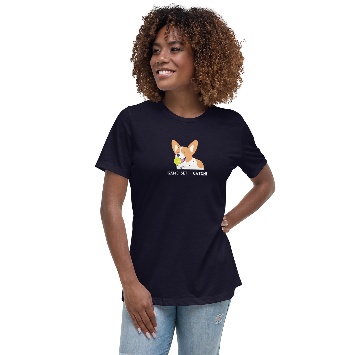 Corgi "Game, Set, Catch" Women's Relaxed T-Shirt