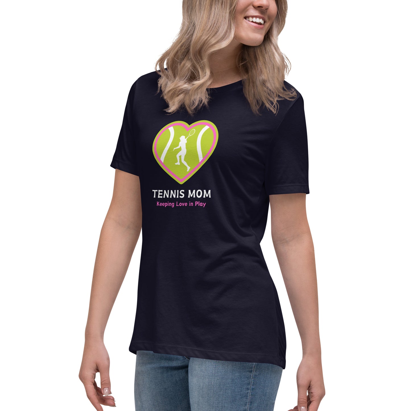 Camiseta ancha para mujer "Mamá de tenis manteniendo el amor en juego"