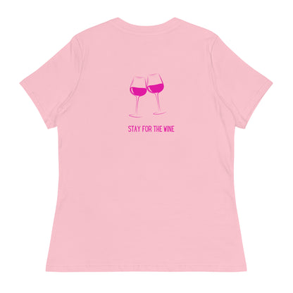 Camiseta mujer "Ven por el tenis, quédate por el vino"