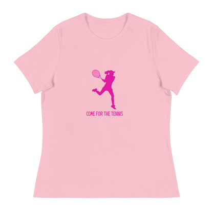 T-shirt Femme "Venez pour le tennis, restez pour le vin"