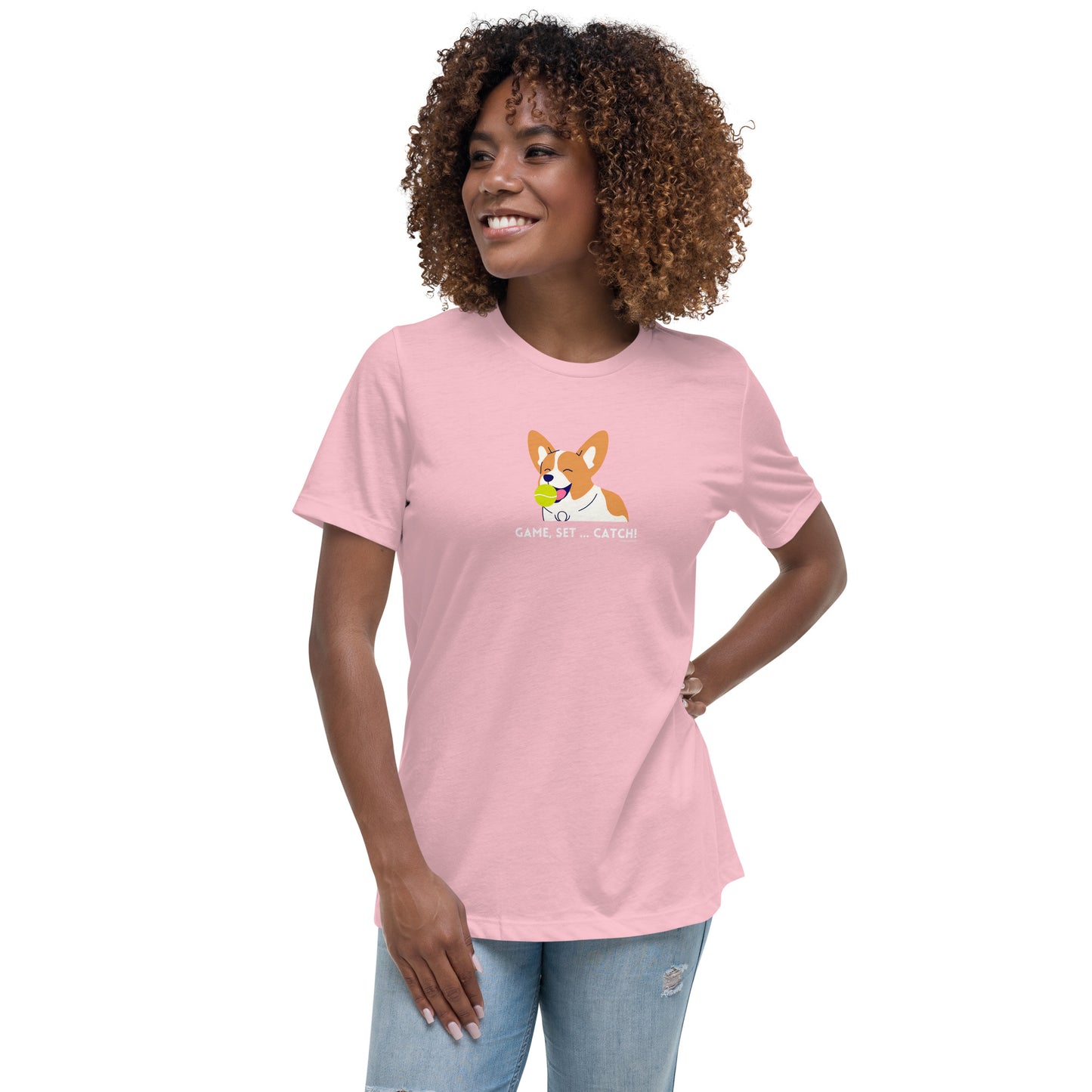 Corgi "Game, Set, Catch" Women's Relaxed T-Shirt