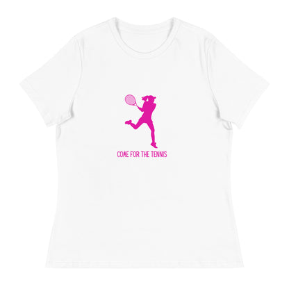 Camiseta mujer "Ven por el tenis, quédate por el vino"